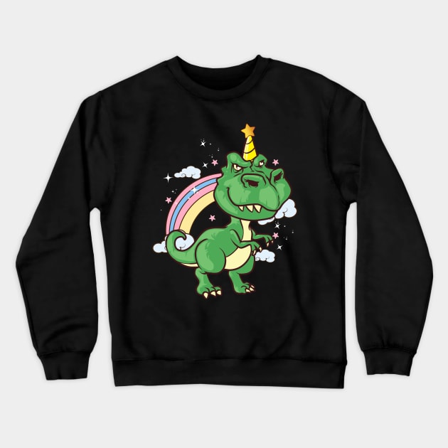 Funny Dinosaur Unicorn Unisaur Mythical Animal Crewneck Sweatshirt by theperfectpresents
